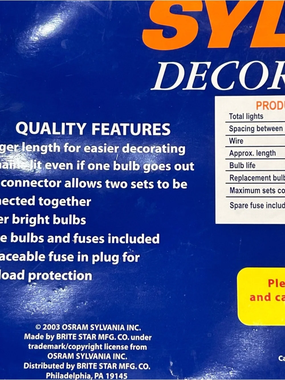 Vintage Sylvania Gold Transparent C7 Light Set Decorator Series Celestial 25 ft